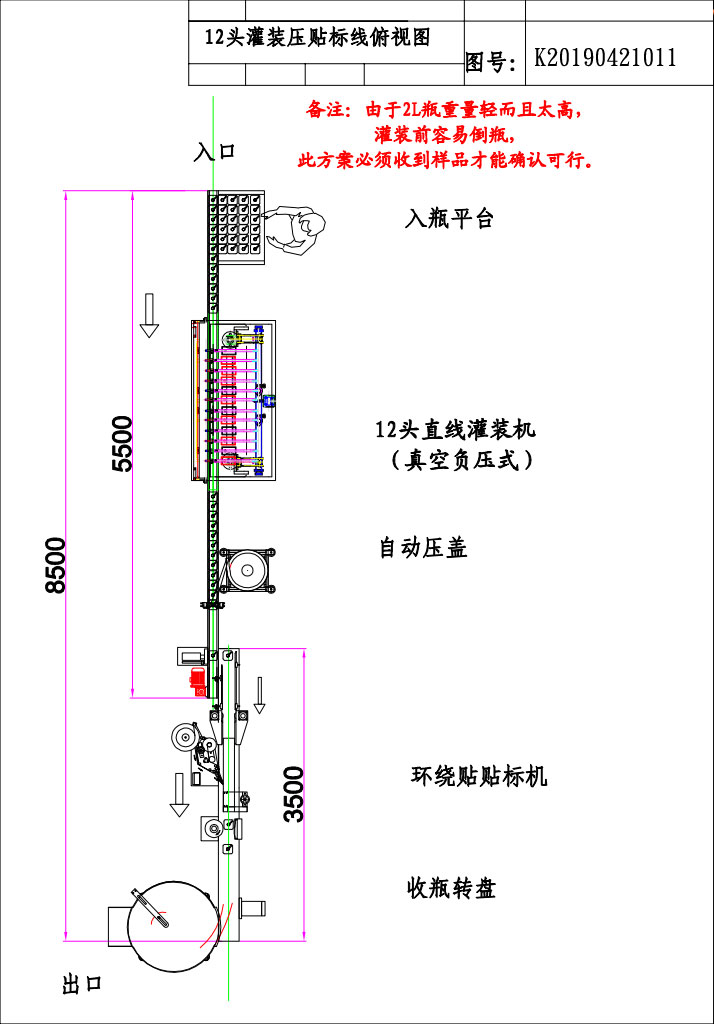 12頭液體灌裝壓蓋貼標機設計方案